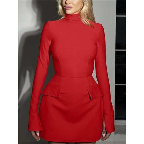 Long Sleeve Bodycon Mini Dress with Pockets - Picture 7 of 16